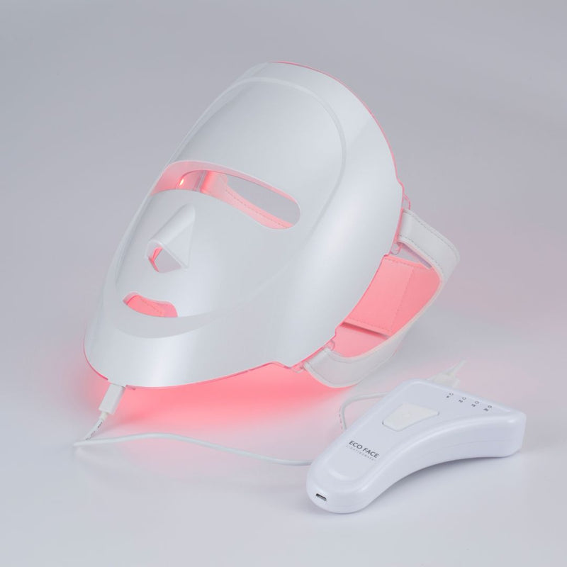 Paquete K-Beauty: Máscara LED Eco Face Platinum (blanco perla) + Máscara LED con solución para el cuidado de los ojos (Plata)